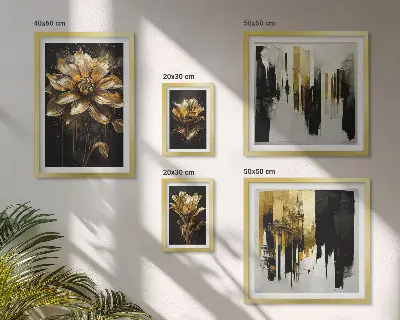 Dekorációs képkészlet nappaliba virágmotívumos elegáns modern stílusban