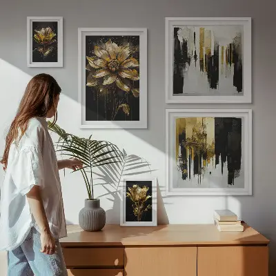 Dekorációs képkészlet nappaliba virágmotívumos elegáns modern stílusban