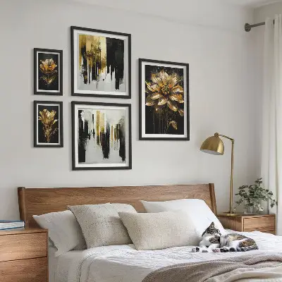 Dekorációs képkészlet nappaliba virágmotívumos elegáns modern stílusban