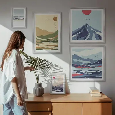 Hegyi tájak természet dekorációs képkészlet nappaliba való kivitelben
