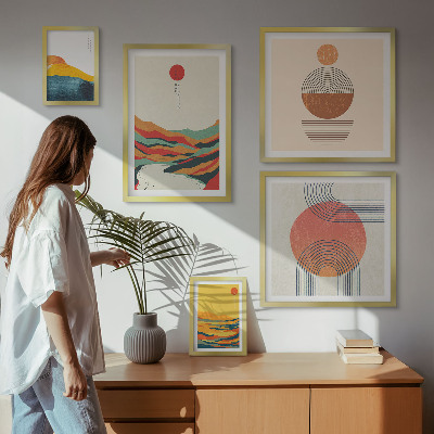 Dekorációs kép készlet nappaliba Absztrakt geometrikus tájképek