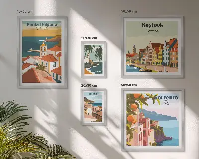 Képkészlet nappaliba európai városi tájképekkel