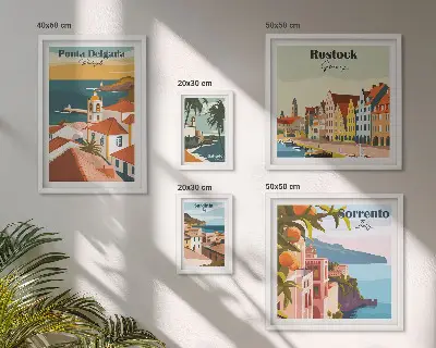 Képkészlet nappaliba európai városi tájképekkel
