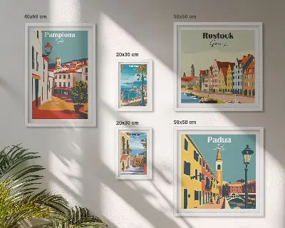 Képkészlet nappaliba európai városok építészeti látképeivel