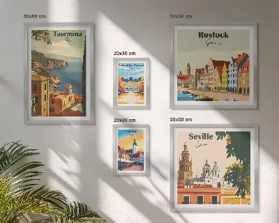 Európai városok tájképei dekorációs kép készlet nappaliba