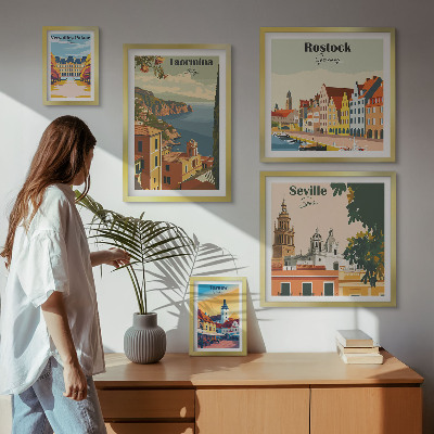 Dekorációs kép készlet nappaliba Európai városok tájképei