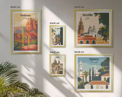A világ turisztikai tájai prémium keretezett kép válogatás
