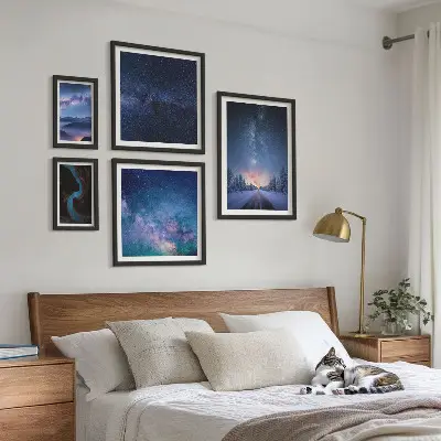 Kozmikus éjszakai tájképek dekorációs képszett nappaliba