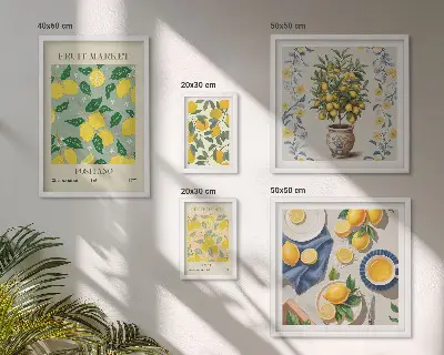 Citrusfélék mintás prémium keretezett kép válogatás friss gyümölcsmintákkal
