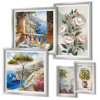 Festői virágos kilátás képkészlet nappaliba