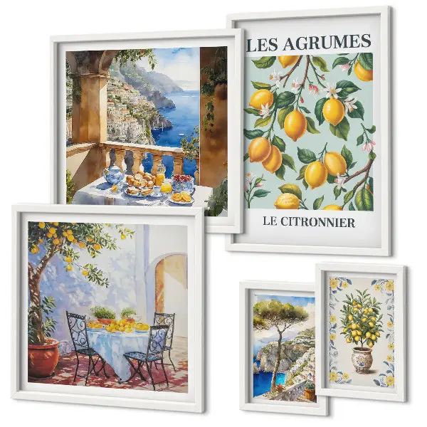 Dekorációs képkészlet nappaliba Citrusos inspirációk Provence-ból mintával