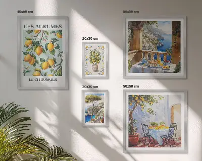 Dekorációs képkészlet nappaliba Citrusos inspirációk Provence-ból mintával