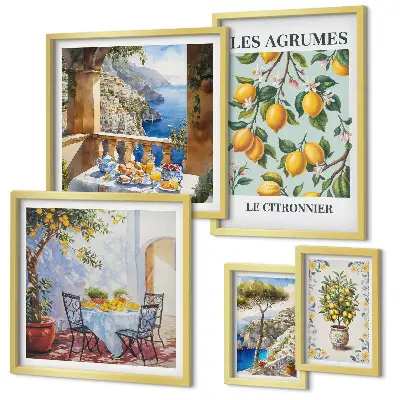 Dekorációs képkészlet nappaliba Citrusos inspirációk Provence-ból mintával