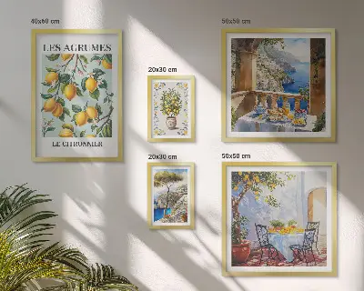 Dekorációs képkészlet nappaliba Citrusos inspirációk Provence-ból mintával