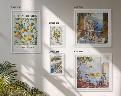 Dekorációs képkészlet nappaliba Citrusos inspirációk Provence-ból mintával
