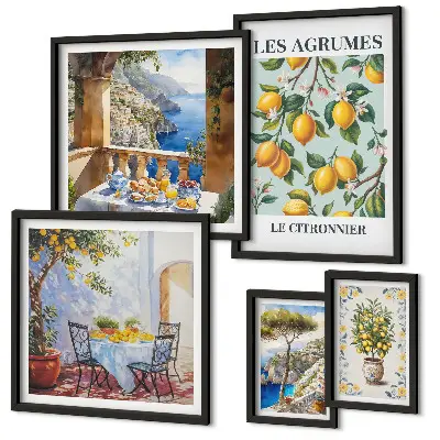Dekorációs képkészlet nappaliba Citrusos inspirációk Provence-ból mintával