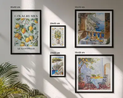 Dekorációs képkészlet nappaliba Citrusos inspirációk Provence-ból mintával