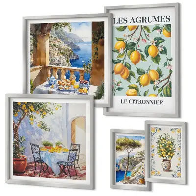 Dekorációs képkészlet nappaliba Citrusos inspirációk Provence-ból mintával