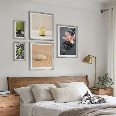 Képkészlet nappaliba zen kövek és orchideák mintával