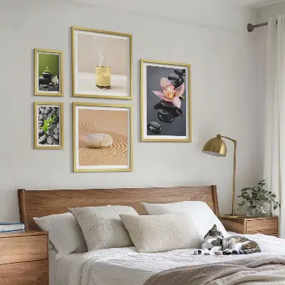 Képkészlet nappaliba zen kövek és orchideák mintával