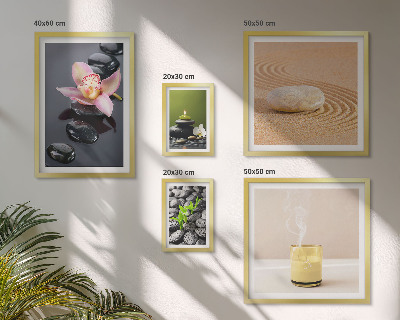 Képkészlet nappaliba Relaxációs zen kövek orchideákkal