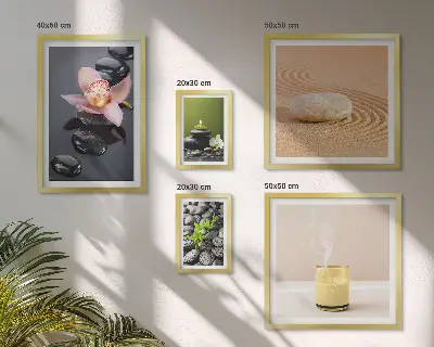 Képkészlet nappaliba zen kövek és orchideák mintával