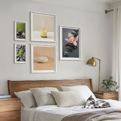Képkészlet nappaliba zen kövek és orchideák mintával