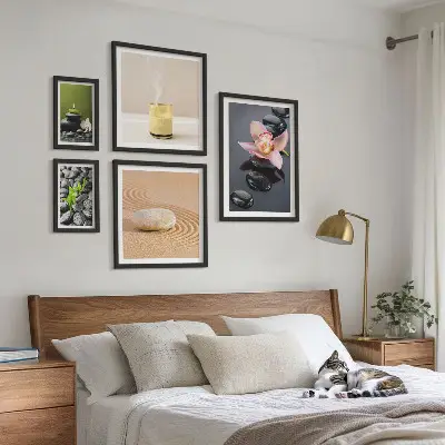 Képkészlet nappaliba zen kövek és orchideák mintával