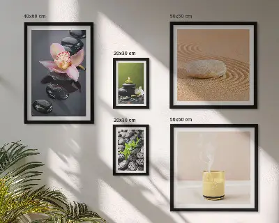 Képkészlet nappaliba zen kövek és orchideák mintával