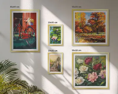 Virágbiciklik festőisége dekorációs kép készlet nappaliba