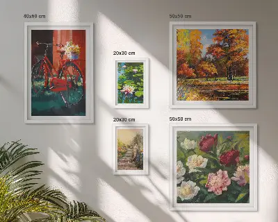 Virágbiciklik festőisége dekorációs kép készlet nappaliba