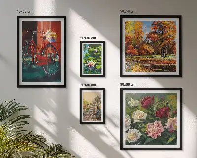 Virágbiciklik festőisége dekorációs kép készlet nappaliba