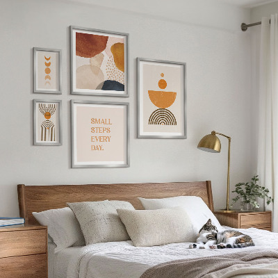 Képkészlet nappaliba Stílusos grafika földszínekben