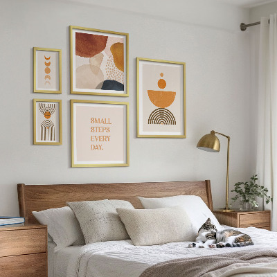 Képkészlet nappaliba Stílusos grafika földszínekben
