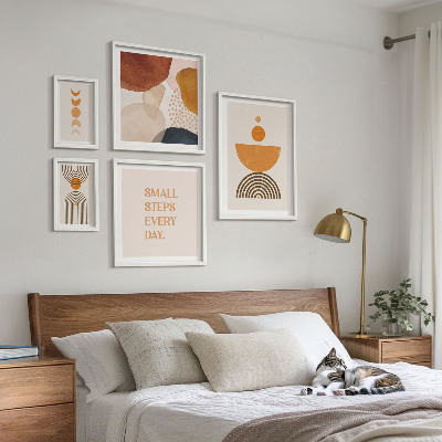 Képkészlet nappaliba Stílusos grafika földszínekben