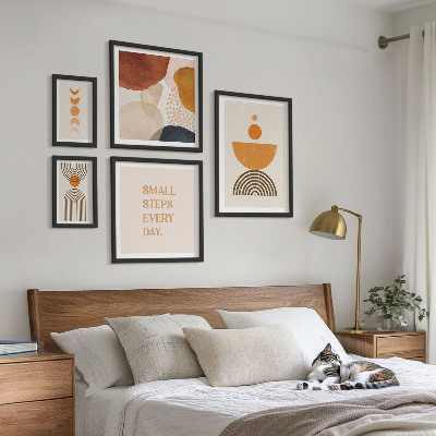 Képkészlet nappaliba Stílusos grafika földszínekben