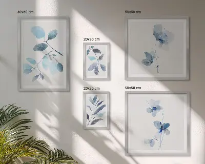 Prémium keretezett falikép kék növényi mintás válogatás