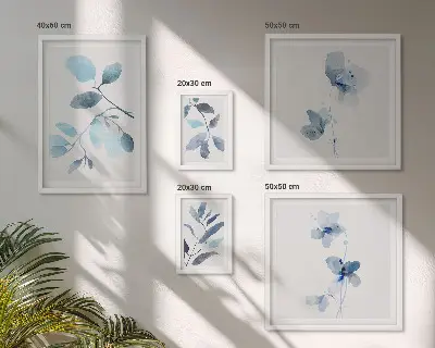 Prémium keretezett falikép kék növényi mintás válogatás