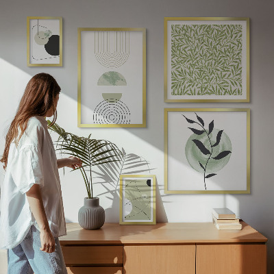 Dekorációs kép készlet nappaliba Absztrakt geometrikus növények