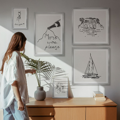 Dekorációs kép készlet nappaliba Stílusos boros grafika relaxáció