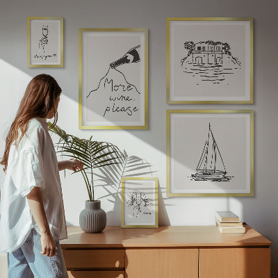Dekorációs kép készlet nappaliba Stílusos boros grafika relaxáció
