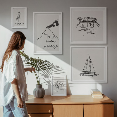Dekorációs kép készlet nappaliba Stílusos boros grafika relaxáció