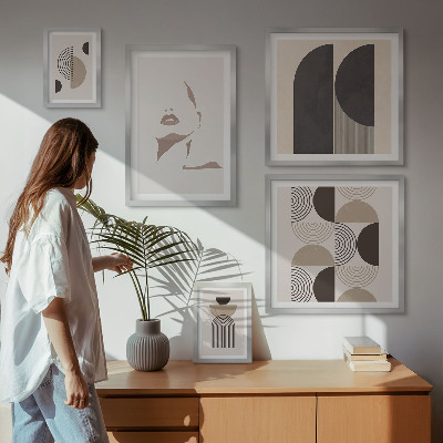 Dekorációs kép készlet nappaliba Stílusos geometrikus portrék