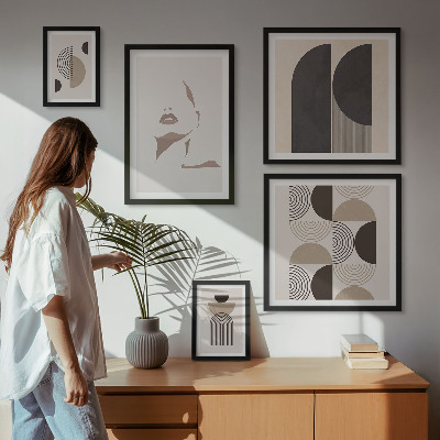 Dekorációs kép készlet nappaliba Stílusos geometrikus portrék