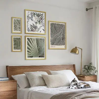 Dekorációs képkészlet nappaliba minimalista növényi mintákkal