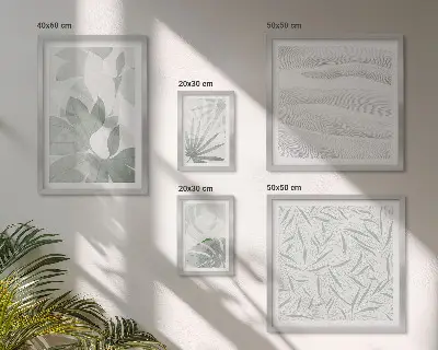 Növényi zöld motívumokat ábrázoló képkészlet nappaliba