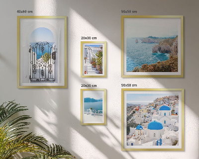 Prémium keretezett kép válogatás Santorini kék tenger házak