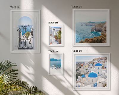 Prémium keretezett kép válogatás Santorini kék tenger házak