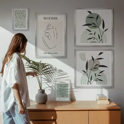 Prémium keretezett kép stílusos növényi grafika válogatás
