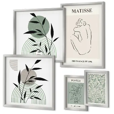 Prémium keretezett kép stílusos növényi grafika válogatás